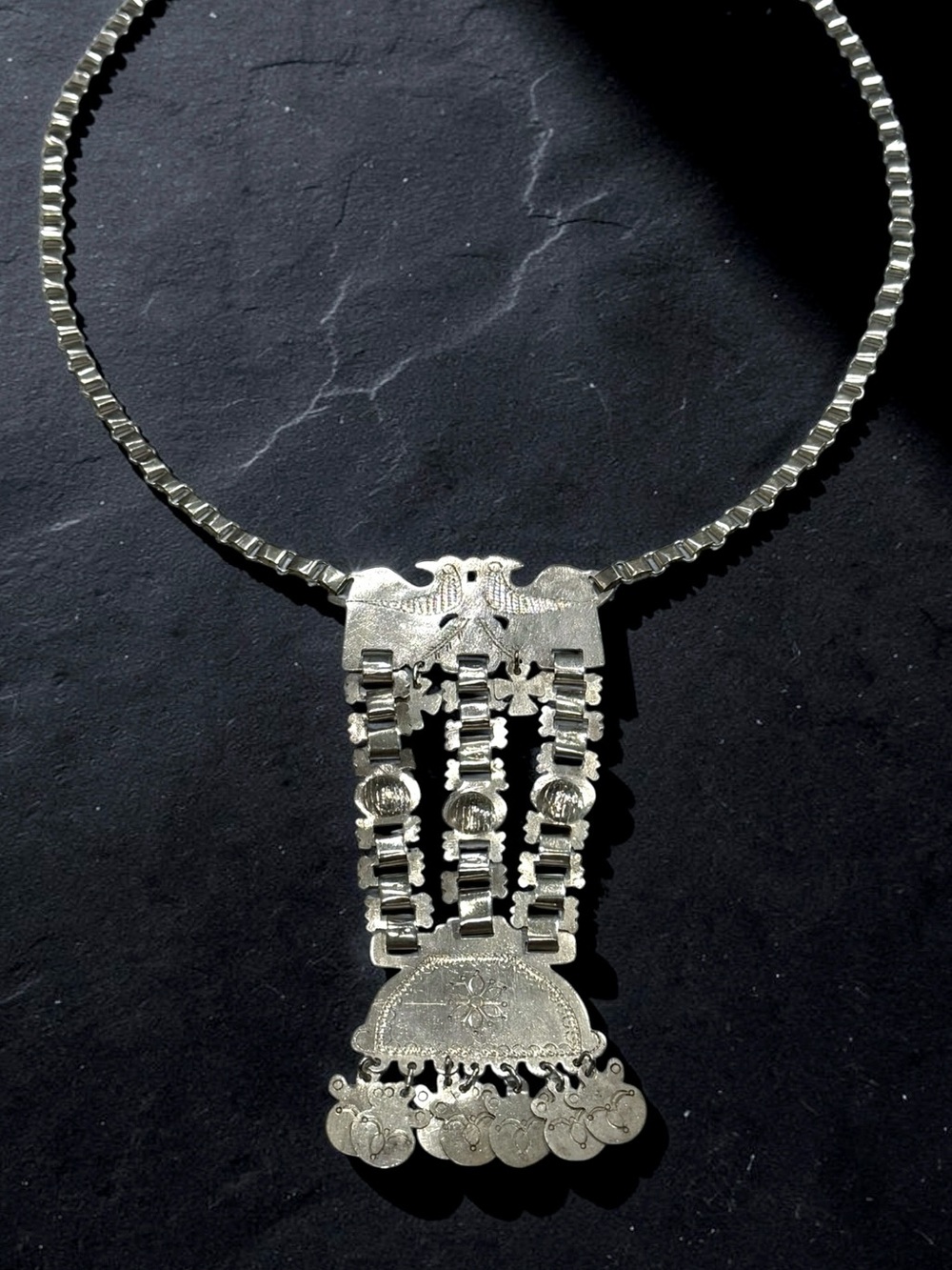 Vintage 950 Silver Mapuche-Style Trapelacucha / Tribal Statement Necklace